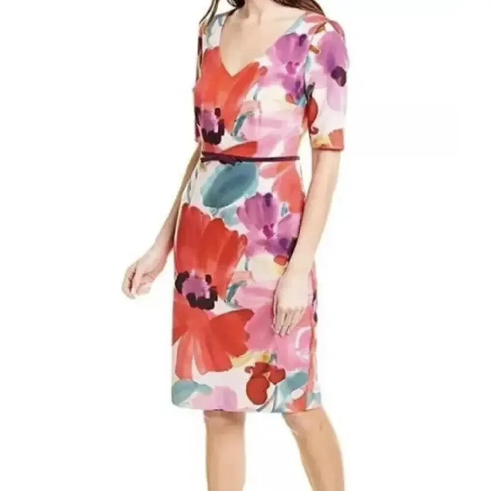 Trina Turk Midcentury Floral Sheath Dress Red Size 8